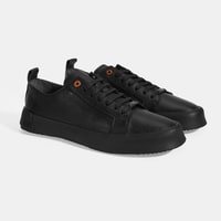 Erkek Siyah Bağcıklı Deri Spor Ayakkabı