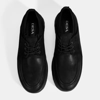 Erkek Siyah Bağcıklı Nubuk Deri Günlük Ayakkabı