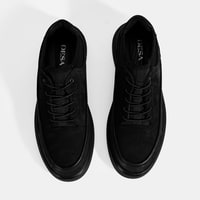 Erkek Siyah Bağcıklı Nubuk Deri Spor Ayakkabı