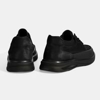 Erkek Siyah Bağcıklı Nubuk Deri Spor Ayakkabı