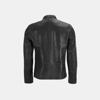 Erkek Siyah Eskitme Deri Mont