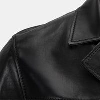 Erkek Siyah Gömlek Yakalı Deri Blazer Ceket