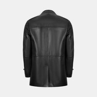 Erkek Siyah Gömlek Yakalı Deri Kaban