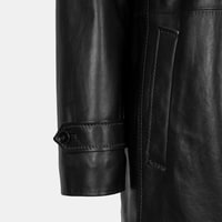 Erkek Siyah Gömlek Yakalı Deri Kaban