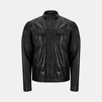 Erkek Siyah Hakim Yakalı Deri Ceket