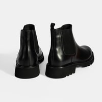 Erkek Siyah Lastik Detaylı Deri Bot