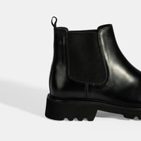 Erkek Siyah Lastik Detaylı Deri Bot