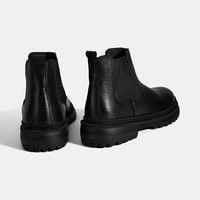 Erkek Siyah Lastik Detaylı Deri Bot