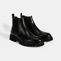 Erkek Siyah Lastik Detaylı Deri Bot