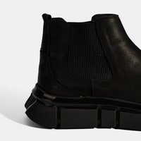 Erkek Siyah Lastik Detaylı Nubuk Deri Bot