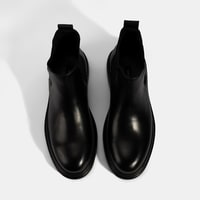 Erkek Siyah Lastikli Deri Bot