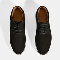 Erkek Siyah Nubuk Deri Bağcıklı Günlük Ayakkabı