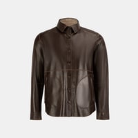 Erkek Taba / Kahve Çift Taraflı Deri Gömlek Ceket