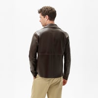 Erkek Taba / Kahve Çift Taraflı Deri Gömlek Ceket