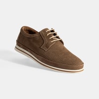 Erkek Vizon Nubuk Deri Bağcıklı Günlük Ayakkabı