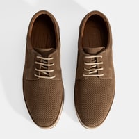 Erkek Vizon Nubuk Deri Bağcıklı Günlük Ayakkabı