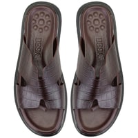 Fabiola Kahve Erkek Kroko Baskılı Deri Terlik