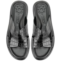 Fabiola Siyah Erkek Kroko Baskılı Deri Terlik