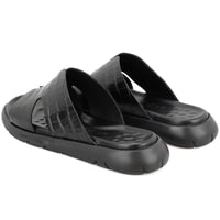 Fabiola Siyah Erkek Kroko Baskılı Deri Terlik