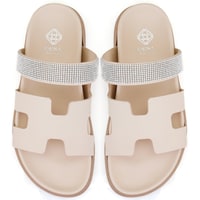 Fanetta Bej Kadın DesaComfort Tabanlı Deri Terlik