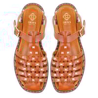 Firida Taba Kadın Ayarlanabilir Tokalı Deri Sandalet