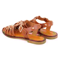 Firida Taba Kadın Ayarlanabilir Tokalı Deri Sandalet