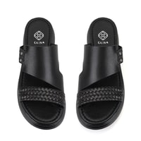 Gretta Siyah Kadın Dolgu Topuklu Deri Terlik