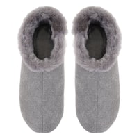 Gri Kadın Fluffy Yünlü Patik