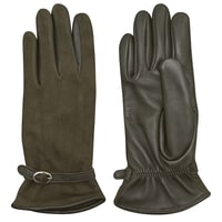 Haki Kadın Tokalı Süet Eldiven