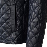 (Hatalı Görsel)Erkek Koyu Kahve Kapitone Deri Ceket