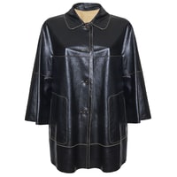 Hiba Kadın Oversize Çift Taraflı Deri Pardösü