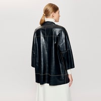 Hiba Kadın Oversize Çift Taraflı Deri Pardösü