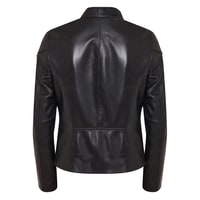 Ilaria Lacivert Kadın Deri Ceket