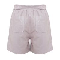 Ines Light Rose Kadın Yüksek Bel Perforeli Deri Şort