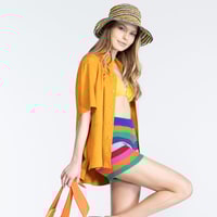 Jemma Turuncu Kadın Kısa Kollu Süet Deri Gömlek