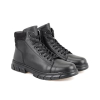 Johnny Siyah Erkek Fermuarlı Deri Bot