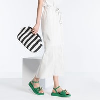 Juliet Beyaz Kadın Perforeli Deri Etek