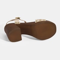 Kadın Bej Aksesuar Detaylı Ayarlanabilir Tokalı Süet Topuklu Sandalet