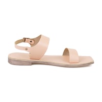 Kadın Bej Ayarlanabilir Tokalı Deri Sandalet