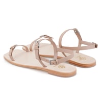 Kadın Bej Ayarlanabilir Tokalı Deri Sandalet