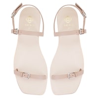 Kadın Bej Ayarlanabilir Tokalı Deri Sandalet