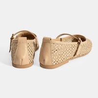 Kadın Bej Ayarlanabilir Tokalı Hasır Babet