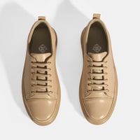 Kadın Bej Deri Bağcıklı Spor Ayakkabı