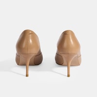 Kadın Bej Deri Topuklu Klasik Ayakkabı