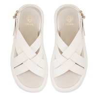 Kadın Bej Dolgu Tabanlı Deri Sandalet