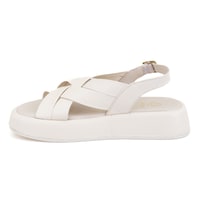 Kadın Bej Dolgu Tabanlı Deri Sandalet