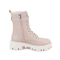 Kadın Bej Fermuarlı Deri Bot