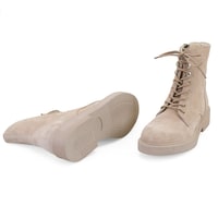 Kadın Bej Fermuarlı Süet Deri Bot