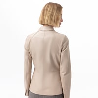 Kadın Bej Gömlek Yakalı Deri Ceket