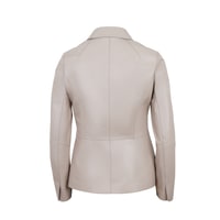 Kadın Bej Gömlek Yakalı Deri Ceket